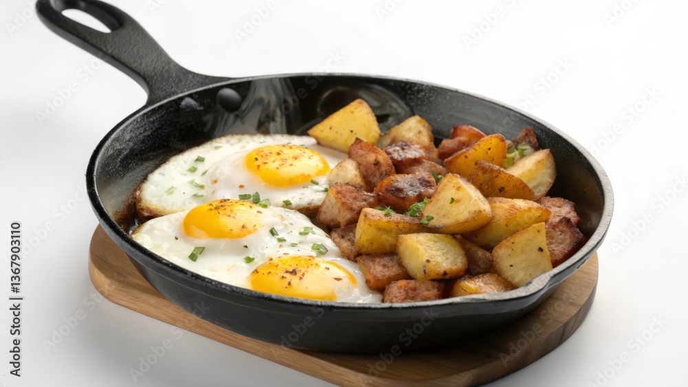 Classic Breakfast Skillet with Fried Eggs and Potatoes Classic Breakfast Skillet with Fried Eggs and Potatoes