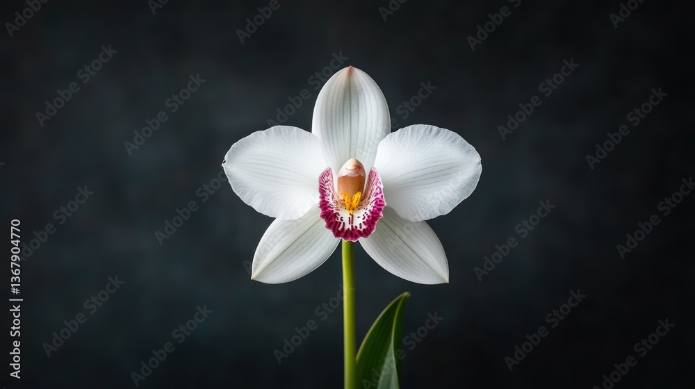 Obraz premium Elegant white orchid, vibrant center