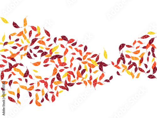 Autumn colorful mix tree leaves vector illustration. Russet yellow brown shades dry autumn leaves lovely botanical background. Blissful tree foliage plant illustration.