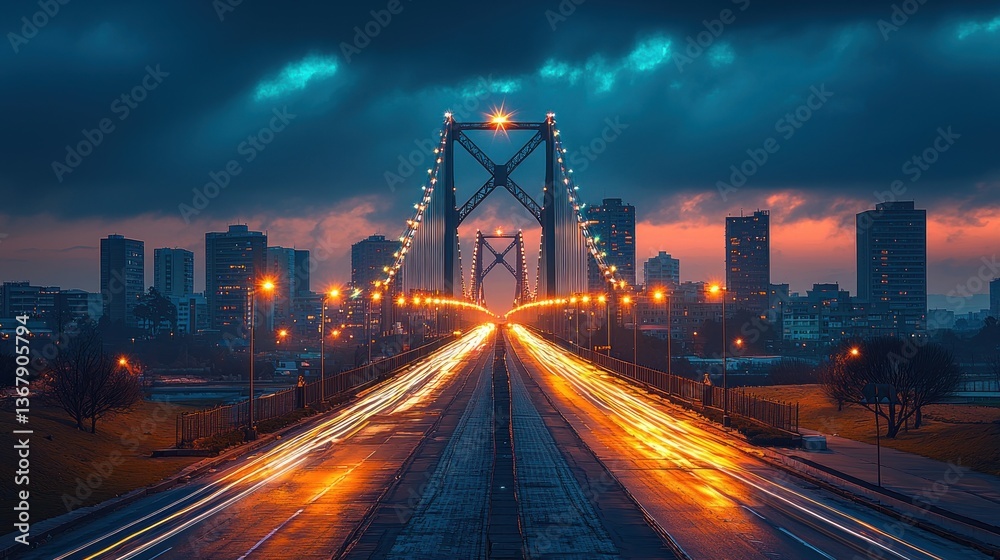Fototapeta premium City bridge at night
