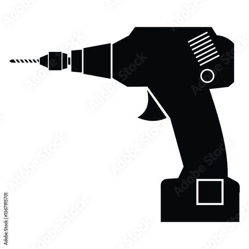 Hammer drill icon vector. Drill machine solid icon vector. Construction, manufacturing, equipment,  work, tool, solid drill machine. Vector illustration.