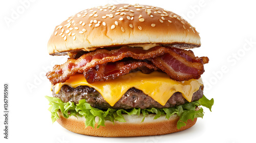 Close-up of a Delicious Cheeseburger with Fresh Toppings
