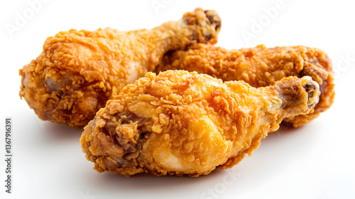 Delicious Crunchy Fried Chicken Isolated on White