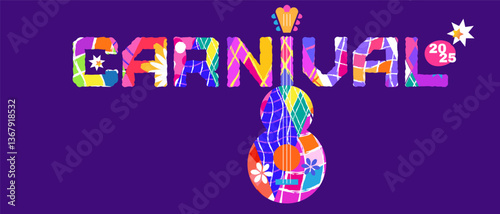 Carnival, masquerade, parade, festival, holiday music dance party template design