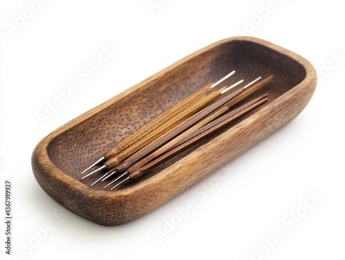 Wooden Tray with Sewing Needles