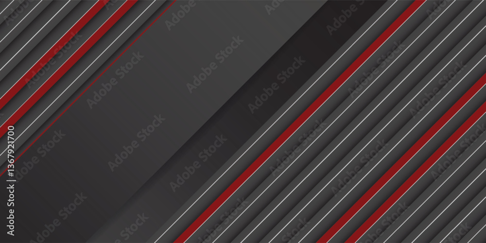 Fototapeta premium Abstract background technology minimal black and red paper lines. Geometric vector design concept.