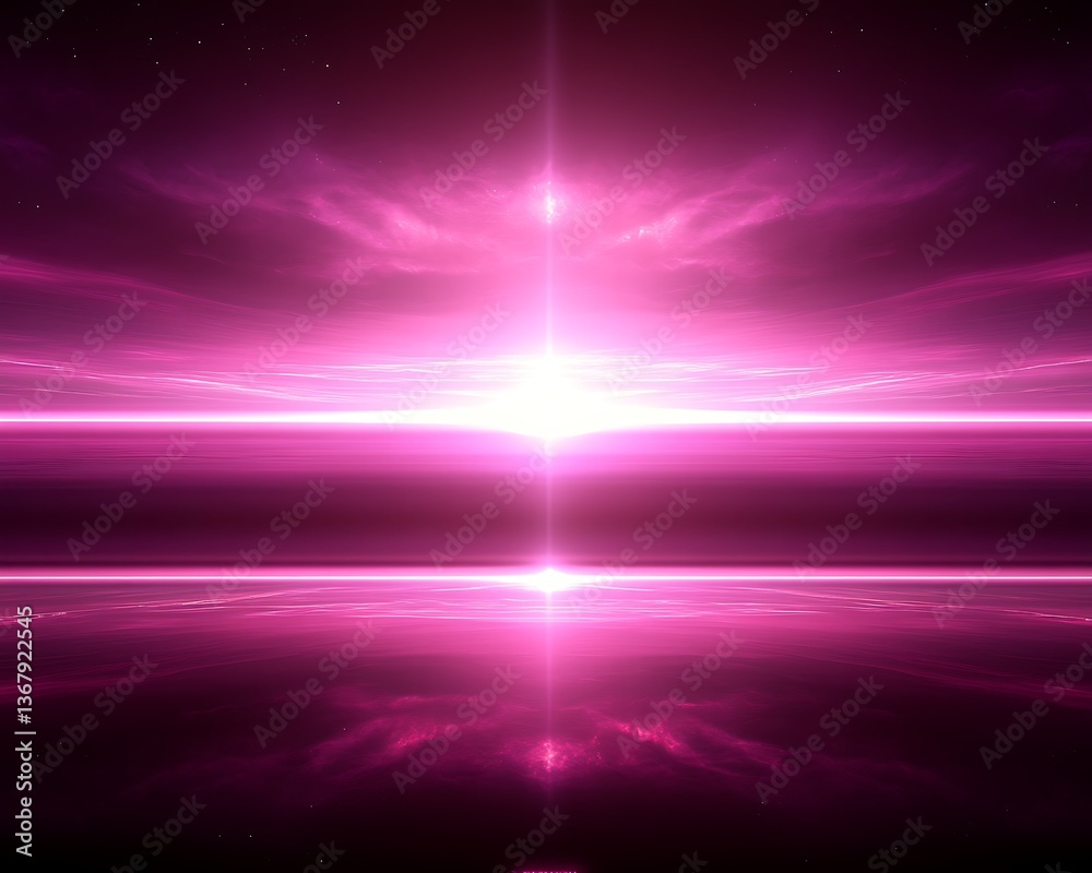 Fototapeta premium A beautiful bright pink light radiating across the celestial landscape