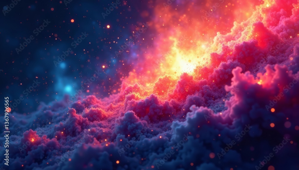 Naklejka premium Abstract cosmic explosion of vivid colors blending together in a vibrant display of energy and beauty, colors, cosmic