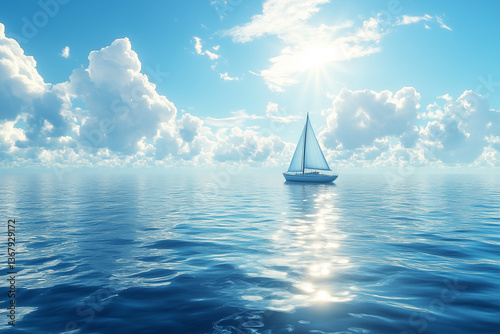 澄んだ海と帆船が映し出すエメラルドの世界