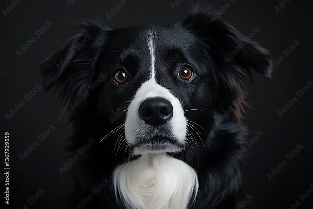 Fototapeta premium Black and White Border Collie Portrait