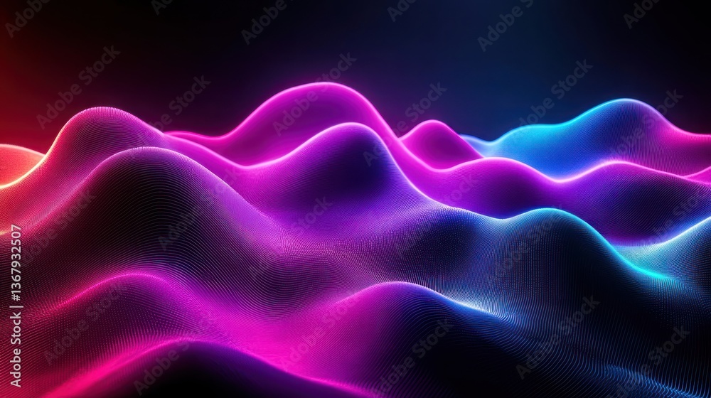 Obraz premium Abstract neon wavy landscape