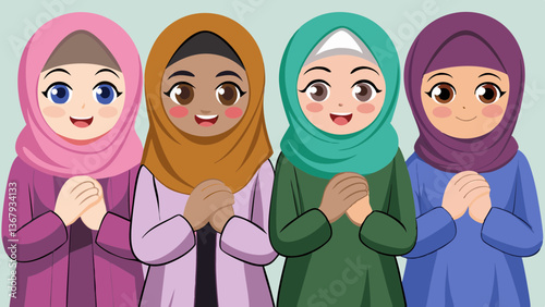 Two Muslim individuals warmly greeting each other in traditional Islamic clothing, showcasing cultural and religious unity with heartfelt embraces and joyful expressions. Eid Embrace
