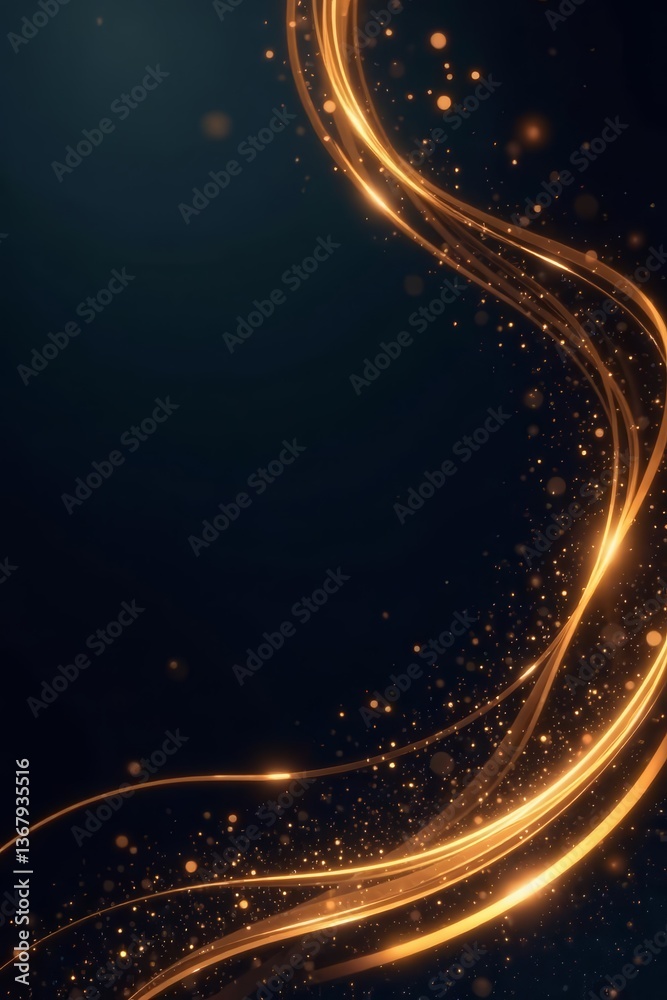 Fototapeta premium Abstract luxury dark backdrop with shining golden streaks, high-end design, streaks, luxury