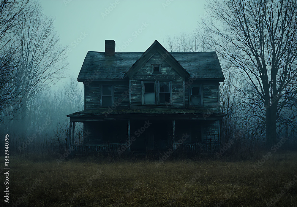 Obraz premium Horror abandoned house, scary house, dark and horror atmosphere