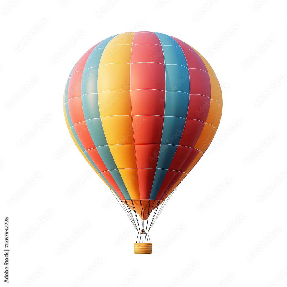 Fototapeta premium Soaring Dreams: A vibrant hot air balloon against a bright background, ready to embark on an adventure, representing freedom and exploration