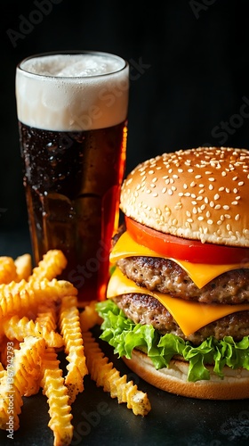 Burger, Beer, Fries, Dark