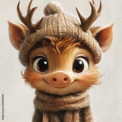 Adorable Cartoon Hoglet in Winter Knitwear