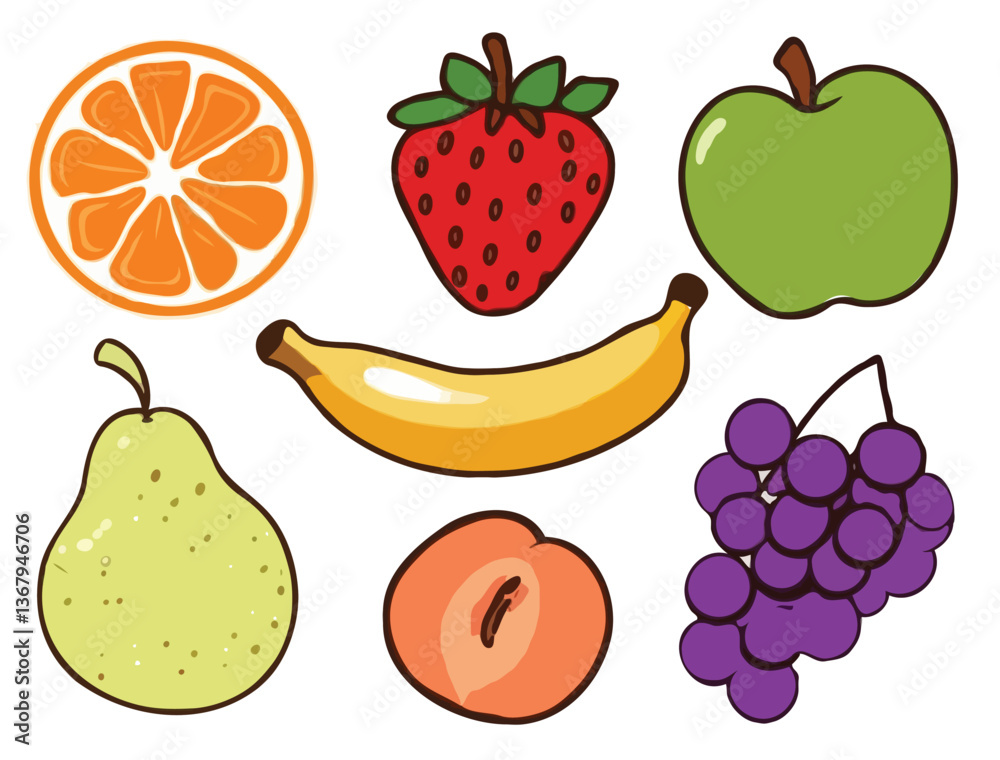 Fototapeta premium set of fruits vector