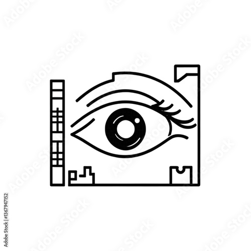 デジタルスキャンと目の識別アイコン｜Eye Identification and Digital Scan Icon