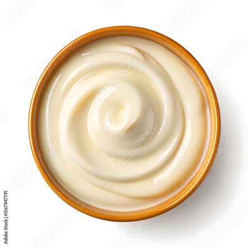 Creamy Swirled Mayonnaise in a Bowl Ready for Dipping or Dressing