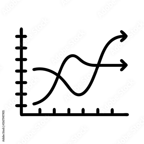Line chart showing trends and data analysis on a white background  