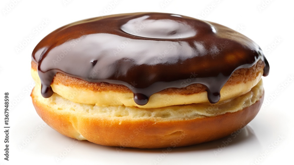Boston Cream Donut with Rich Chocolate Glaze and Creamy Filling Boston Cream Donut with Rich Chocolate Glaze and Creamy Filling