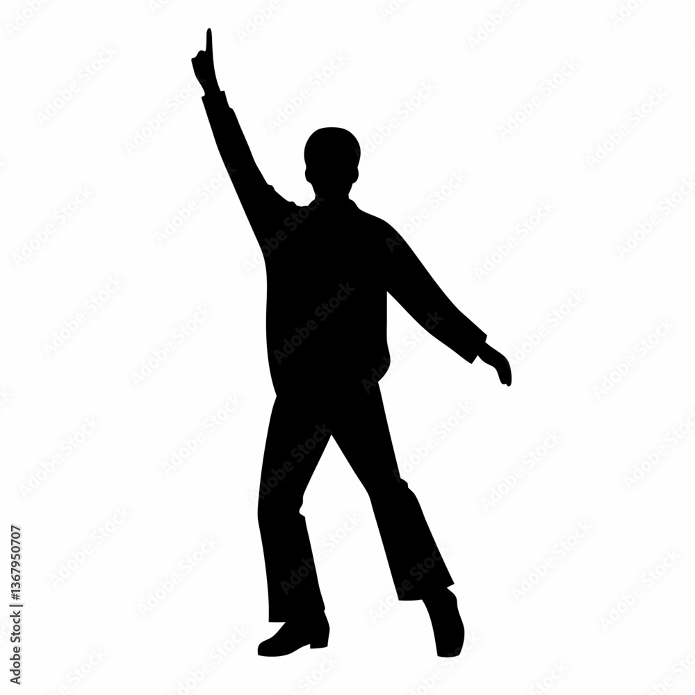 Silhouette of a young man jumping in a dynamic dance pose, illustrating action and movement with a sense of energy and fitness Silhouette of a young man jumping in a dynamic dance pose, illustrating action and movement with a sense of energy and fitness
