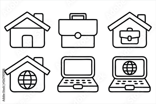 stock market line icon set  set of outline icon