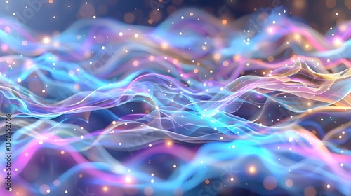 Stunning abstract image showcasing a dynamic and futuristic neural network pattern with glowing blue and purple data streams forming intricate organic connections and digital energy flows
