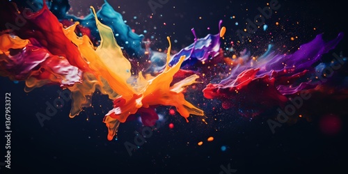 Colorful paint splashes against a dark background, high-resolution photography, and insanely detai bokeh background photo