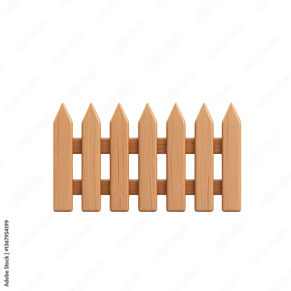 Wooden fence panel with pointed pickets presented on a transparent background for versatile use in design projects, home decor, or digital illustrations Wooden fence panel with pointed pickets presented on a transparent background for versatile use in design projects, home decor, or digital illustrations
