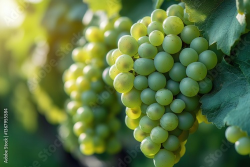Wallpaper Mural Close-up of hanging green grapes on vine leaves   Torontodigital.ca