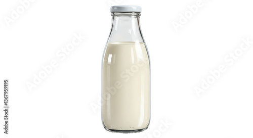 Isolated Bottle of Fresh Milk