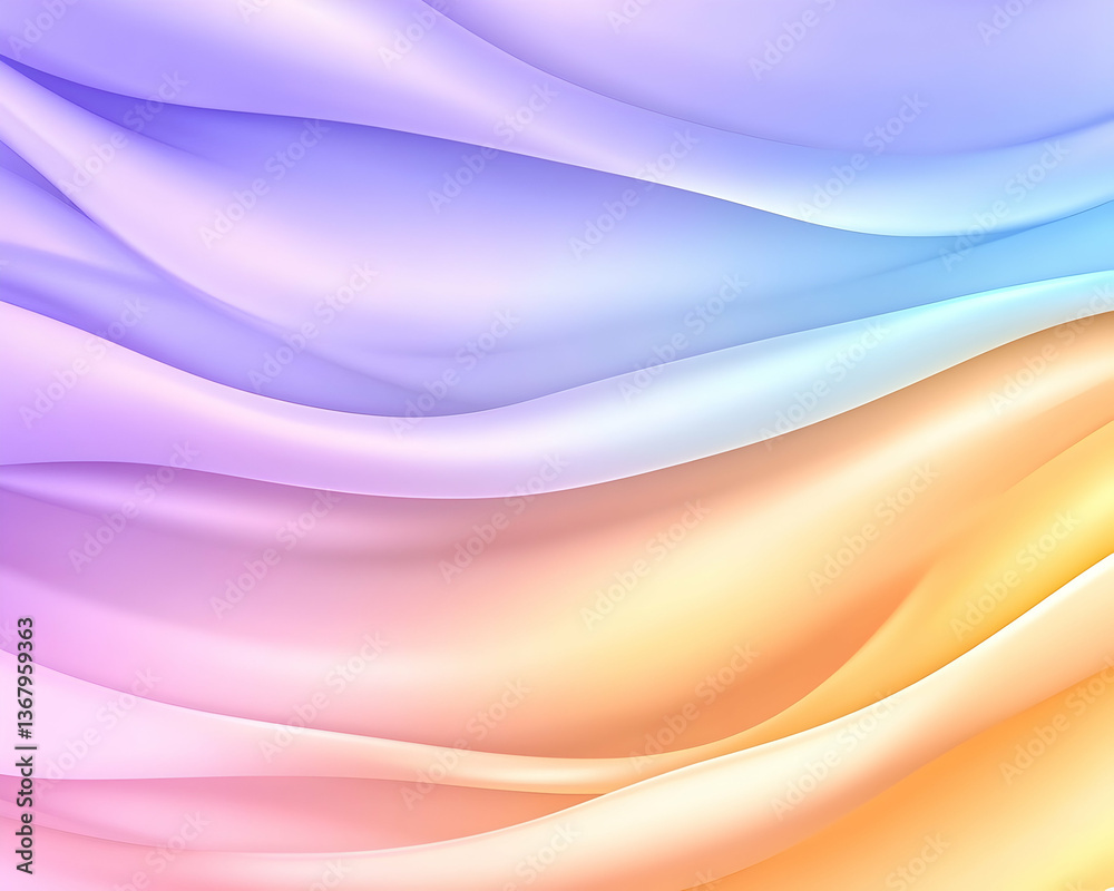 Obraz premium Pastel rainbow fabric waves, abstract flowing gradient texture