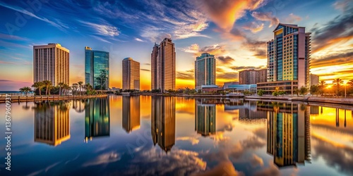 Pensacola Florida Financial District Modern Architecture Skyscrapers Stock Photo