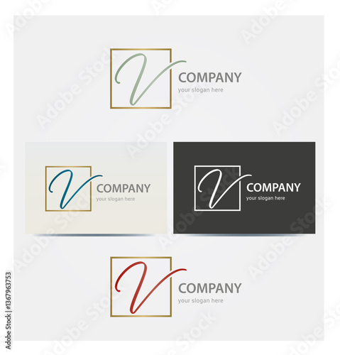 Logo Lettre V Monogramme Initiales Icône Carte de Visite et Charte Graphique Entrepris