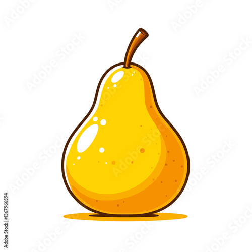 Yellow pear with glossy highlights on solid background. Ideal for healthy food promotions, fruit-themed design projects, and nutritional education materials.