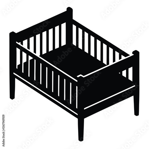 Modern Baby Cot Vector – Minimalist Crib Design for Nursery Interiors