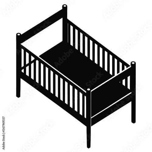 Modern Baby Cot Vector – Minimalist Crib Design for Nursery Interiors