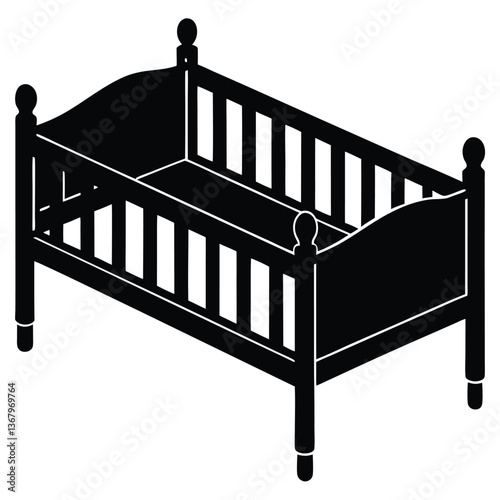 Modern Baby Cot Vector – Minimalist Crib Design for Nursery Interiors