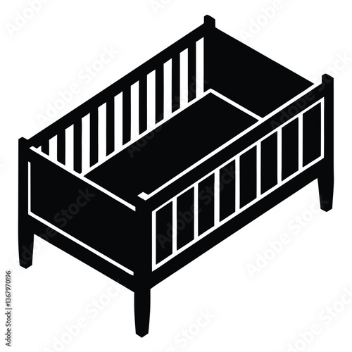 Modern Baby Cot Vector – Minimalist Crib Design for Nursery Interiors