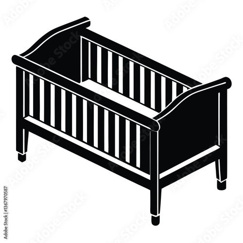 Modern Baby Cot Vector – Minimalist Crib Design for Nursery Interiors