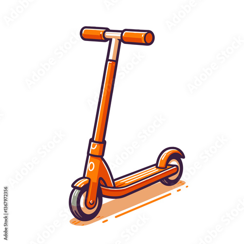 Vector illustration of orange two-wheel kick scooter. Perfect for urban mobility solutions and micro-transportation rental services.