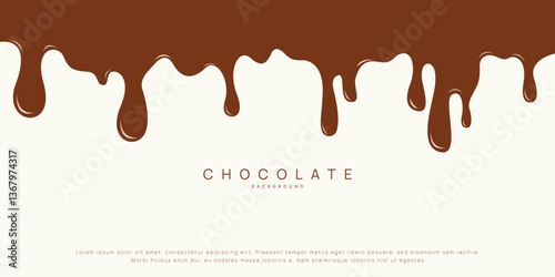 Chocolate background of Modern poster, dynamic splashes and drops. Vector illustration in a flat style of minimalism	