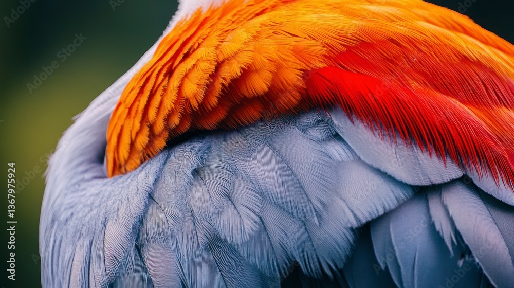 Fototapeta premium Vibrant Crane Feather Detail