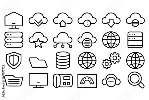 web hosting line icon set  set of  outline icons