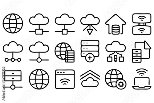 web hosting line icon set  set of  outline icons