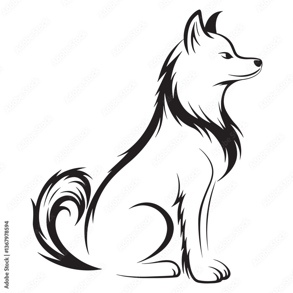 Obraz premium Elegant Black Dog Silhouette – Detailed Vector Illustration