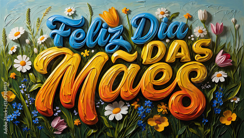 Arte digital com lettering 3D vibrante de 