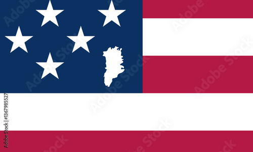 The outline of Greenland as a star on part of the flag of the United States as a symbol of the takeover effort